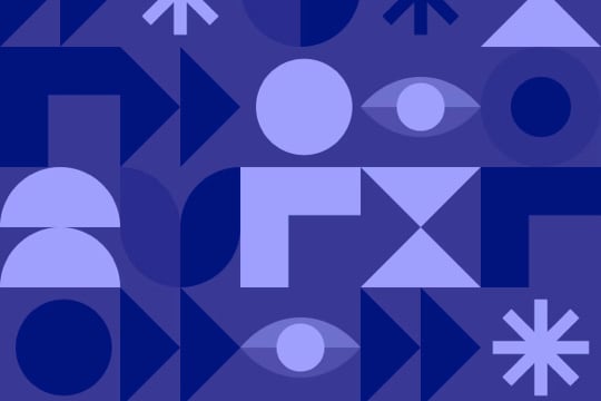 geometric blue and purple design elements